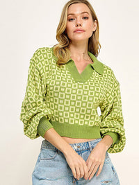 WOMEN'S LONG SLEEVES V-NECK PULLOVER PRINTED SWEATER