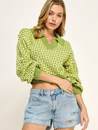 WOMEN'S LONG SLEEVES V-NECK PULLOVER PRINTED SWEATER