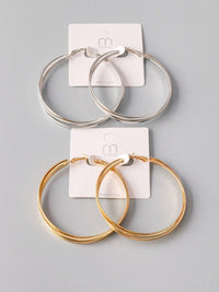 FASHION STAINLESS STEEL GOLD & SILVER HOOPS EARRINGS