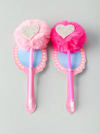 ASSORTED COLORS HEART FUZZY PENS