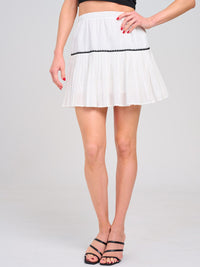 WOMEN'S ELASTIC WAIST PLEATED FLARE MINI SKIRT