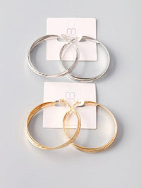 FASHION STAINLESS STEEL GOLD & SILVER HOOPS EARRINGS