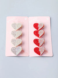 FASHION ASSORTED COLORS HEART STONES HAIR CLIPS