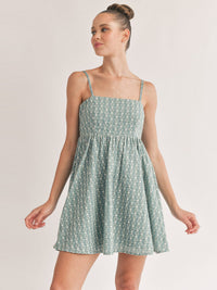 WOMEN'S SLEEVELESS FIT & FLARE EMBROIDERY MINI DRESS