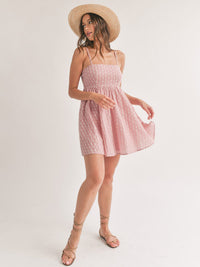 WOMEN'S SLEEVELESS FIT & FLARE EMBROIDERY MINI DRESS