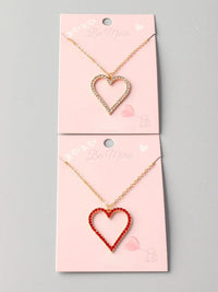 FASHION RED & WHITE HEART PENDANT NECKLACE