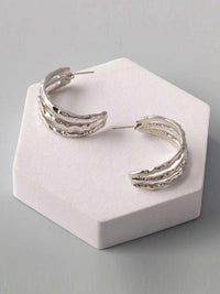 FASHION GOLD & SILVER HALF HOOPS EARRINGS