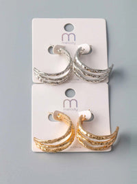 FASHION GOLD & SILVER HALF HOOPS EARRINGS