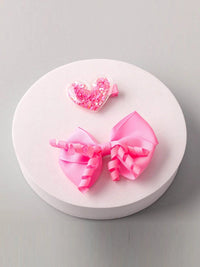 FASHION ASSORTED RED & PINK HEART BOW HAIR CLIPS