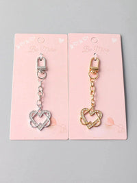 FASHION GOLD&SILVER HEART PENDANT KEYCHAIN