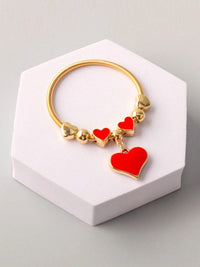 FASHION GOLD & SILVER HEART PENDANT BRACELET