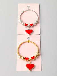 FASHION GOLD & SILVER HEART PENDANT BRACELET