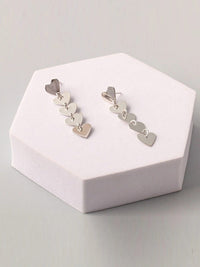 FASHION GOLD & SILVER HEART PENDANT DROP EARRINGS