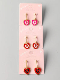 FASHION ASSORTED COLORS HEART EARRINGS