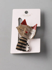 FASHION GREY KITTY HAIR CLAW CLIPS