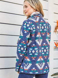WOMEN'S LONG SLEEVE OPEN FRONT MULTI PRINT CARDIGAN