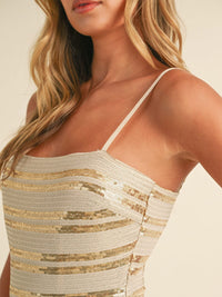 WOMEN'S BODYCON STRIPES SEQUINS MINI DRESS
