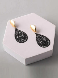 FASHION GOLD & BLACK DROP EARRINGS