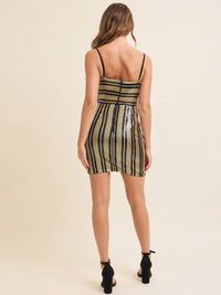 WOMEN'S BODYCON STRIPES SEQUINS MINI DRESS