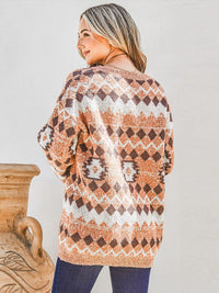 WOMEN'S LONG SLEEVE MULTI PRINT PULLOVER SWEATER