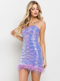 WOMEN'S SLEEVELESS BODYCON SEQUINS MINI DRESS