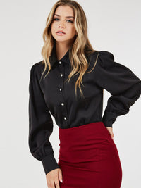 WOMEN'S LONG SLEEVE BUTTON UP BLOUSE