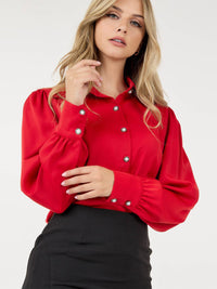 WOMEN'S LONG SLEEVE BUTTON UP BLOUSE