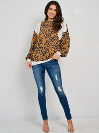 WOMEN'S LONG SLEEVE ANIMAL PRINT TOP