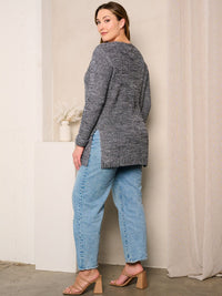 PLUS SIZE LONG SLEEVES OPEN FRONT CARDIGAN