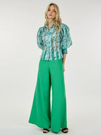 WOMEN'S 3/4 SLEEVE BUTTON CLOSURE MULTI PRINT BLOUSE