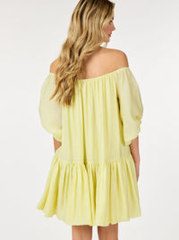 WOMEN'S SHORT PUFF SLEEVE LOOSE FIT MINI DRESS