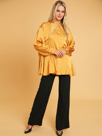WOMEN'S LONG SLEEVE BUTTON UP STUDS DETAILED BLOUSE