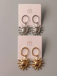 FASHION GOLD & SILVER SUN EARRINGS