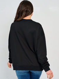 WOMEN'S LONG SLEEVE GRAPHIC STUDS PULLOVER SWEATER