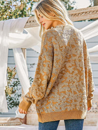 WOMEN'S LONG SLEEVE SHIMMER PRINT PULLOVER SWEATER