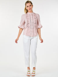WOMEN'S LONG SLEEVE CROCHET DETAILED BLOUSE