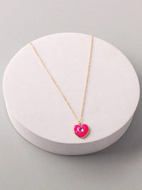 FASHION RED & PINK HEART PENDANT NECKLACE