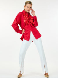 WOMEN'S ZIP UP FRONT SLIT WIDE LEG PANTS