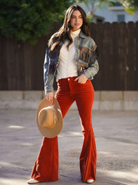 WOMEN'S LONG SLEEVE BUTTON CLOSURE FRINGE DENIM JACKET