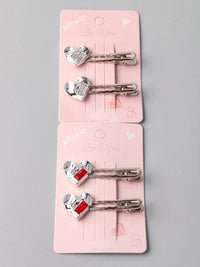 FASHION ASSORTED COLORS HEART STONES HAIR CLIPS