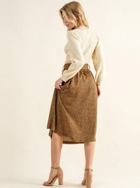 WOMEN'S ELASTIC WAIST SELF TIE ANIMAL PRINT MISI SKIRT