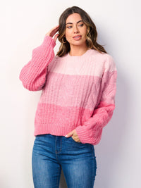 WOMEN'S LONG SLEEVE COLORBLOCK KNITTED PULLOVER SWEATER