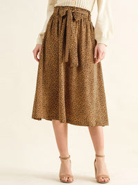 WOMEN'S ELASTIC WAIST SELF TIE ANIMAL PRINT MISI SKIRT
