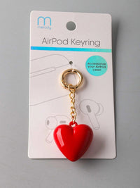 FASHION RED HEART PENDANT AIRPOD KEYRING