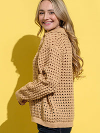 WOMEN'S LONG SLEEVE V-NECK LOOSE FIT KNIT TOP