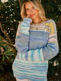 WOMEN'S LONG SLEEVE MULTI COLORS PULLOVER SWEATER