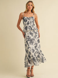 WOMEN'S SLEEVELESS SMOCK TIERED FLORAL MAXI DRESS