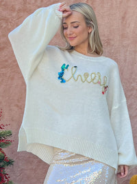 WOMEN'S LONG SLEEVE GRAPHIC PULLOVER SWEATER