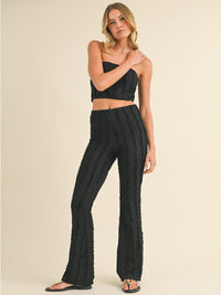WOMEN'S SLEEVELESS CROP TOP & WIDE LEG PANTS DETAILED 2PC. SET