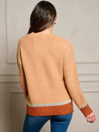 WOMEN'S LONG SLEEVE COLORBLOCK PULLOVER SWEATER